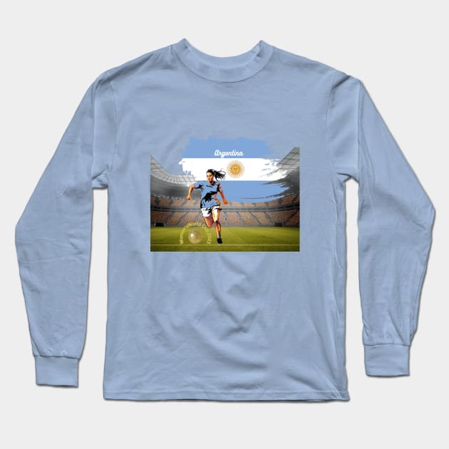 Argentina T-Shirt, Unisex T-Shirt, Women’s World Cup, soccer t-shirts, football t-shirts, women’s football, Argentina national football team Long Sleeve T-Shirt by Clinsh Online 